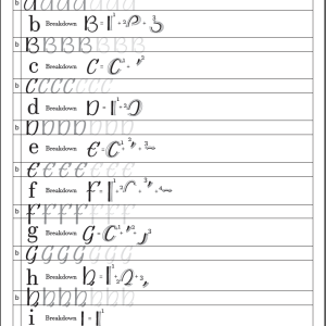 Pointed Pen Uncial Practice Sheet Page - Letters A-I